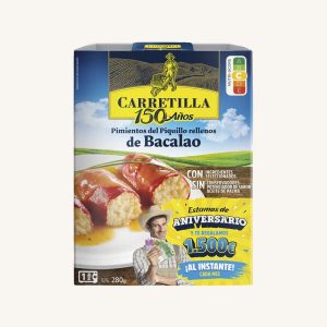 Carretilla Piquillo peppers stuffed with cod, ready to eat in 1 min, 1 portion tray