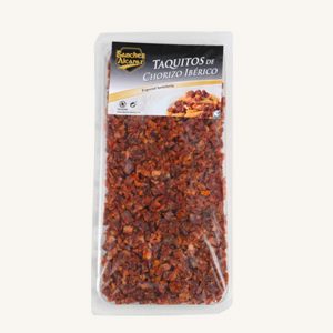 Sánchez Alcaraz Taquitos Chorizo Ibérico, diced in small cubes, tray 300 gr