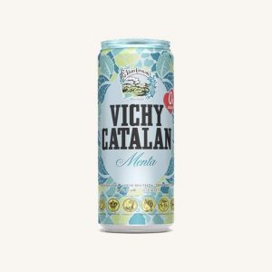 Mint flavoured sparkling natural mineral water, sugar-free, from Catalonia, can