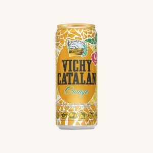 Orange flavoured sparkling natural mineral water, sugar-free, from Catalonia, can