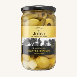 Imperial Cocktail of pitted Gordal olives with pickles, from Seville, jar