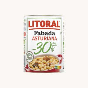 Fabada Asturiana (bean and sausages stew), with 30% less fat & salt, cooked dish, can