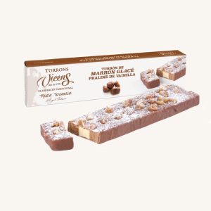 Torrons Vicens Artisan Marron Glacé Nougat (turrón / torró) with Vanilla Praline, case