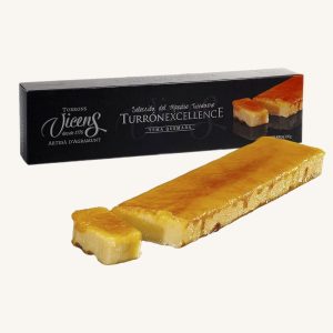 Torrons Vicens Burnt Egg Yolk Nougat (turrón / torró de Yema Quemada), Excellence line, case