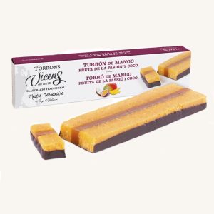 Torrons Vicens Mango, Passion Fruit and Coconut Nougat (turrón / torró de mango, fruta de la pasión y coco), case