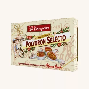 La Estepeña Premium Polvorón Selecto, 20% almond, from Estepa (Seville), medium box