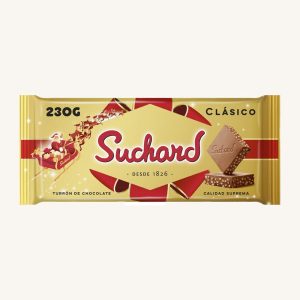 Suchard Classic Milk Chocolate Nougat with Puffed Rice (Turrón de Chocolate con Leche), tablet 230 g