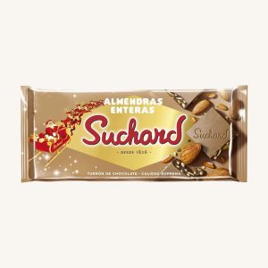 Suchard Milk Chocolate Nougat with full Almonds and Puffed Rice (Turrón de Chocolate con almendras), tablet 230 g