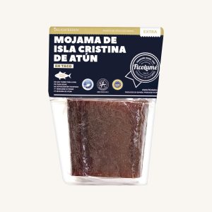 Mojama de atún (salt cured tuna loin) Extra, IGP  Mojama de Isla Cristina,  taco