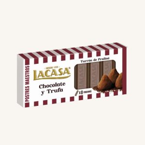 LACASA Chocolate and truffle Praline Nougat (Turrón de Praline Chocolate y trufa), box 225g