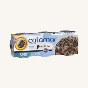 Squid slices in ink (calamar en trozos en tinta), from Galicia, 3-can pack