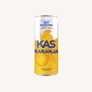 KAS Naranja Zero, orange soft drink without added sugars, can