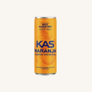 KAS Naranja, orange soft drink, original flavour, from Basque Country, can