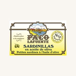 Small sardines in olive oil (Sardinillas en aceite de oliva), can with 10-12 pieces